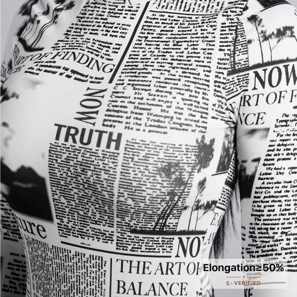 Newspaper Print Long Sleeve Bodysuit - Picture 3 of 3